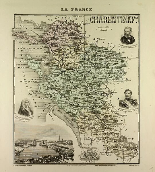 Map of Charente-Inferieure, 1896, France