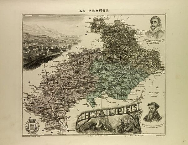 Map of Hautes Alpes, 1896, France
