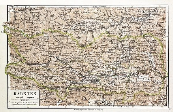 Map of Karnten, Austria, 1899