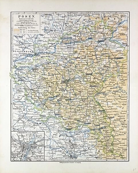 Map of Posen (Poznan), Poland, 1899