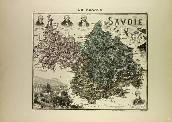 Map of Savoie, 1896, France
