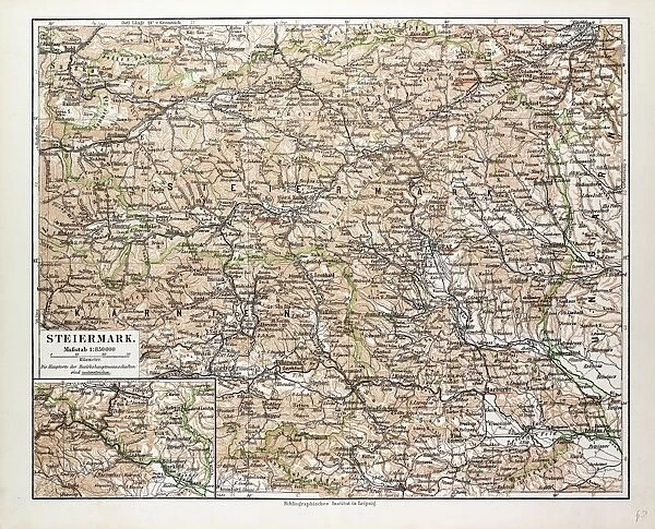 Map of Steiermark, Austria, 1899