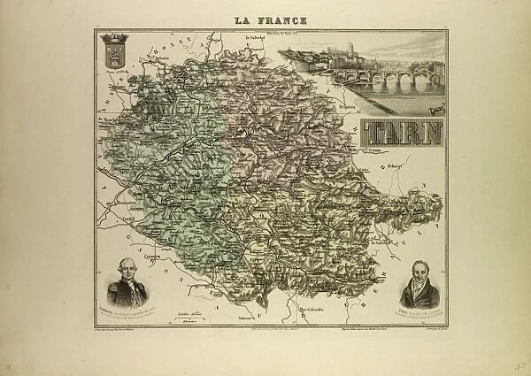 Map of Tarn, 1896, France