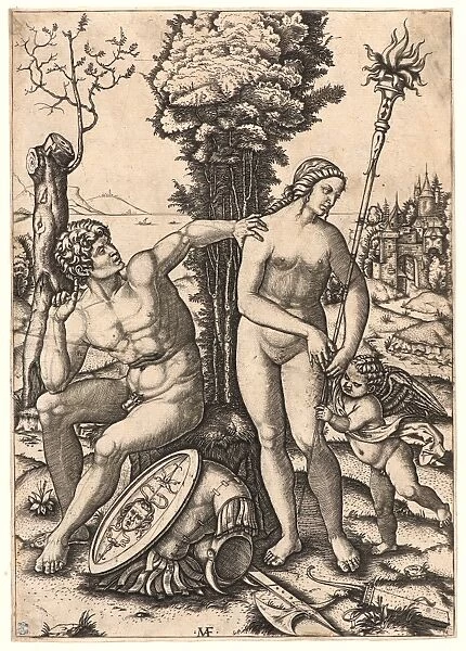 Marcantonio Raimondi (Italian, ca. 1470  /  1482 - 1527  /  1534). Mars, Venus, and Amor, 1508
