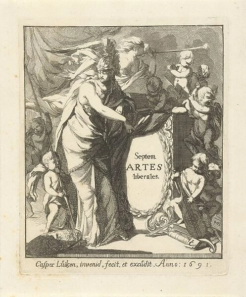 Minerva leaning pedestal Septem Artes liberales
