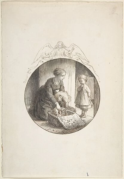 Mother Child 1835-1903 Pen dark brown reddish-brown ink
