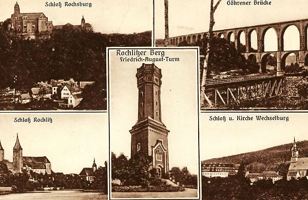 Multiview postcards Friedrich-August-Turm Schloss Rochlitz