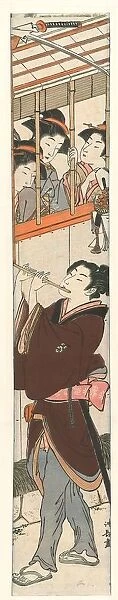 New Years performance Flute Player bamboo stick