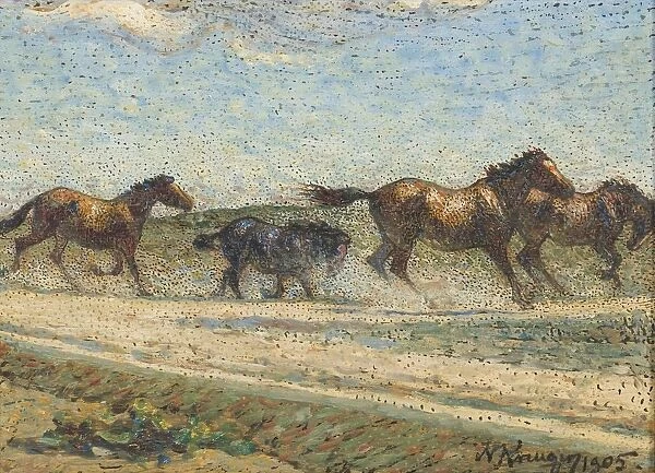 Nils Kreuger Horses Large Free painting 1905