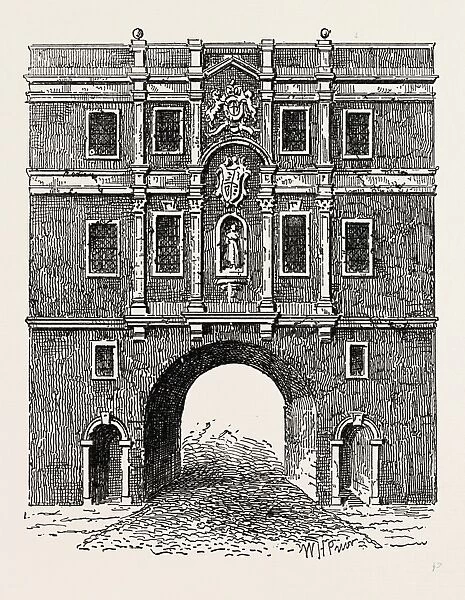 Old Lud Gate, about 1750, London, UK, 19th century engraving
