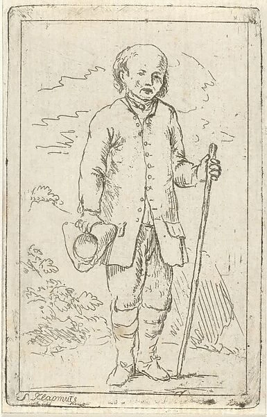Old man with walking stick, Simon Klapmuts, 1744 - 1780