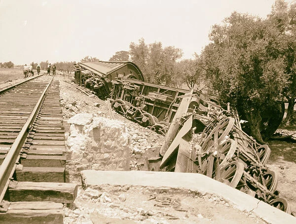 Palestine disturbances summer 1936 Derailed train