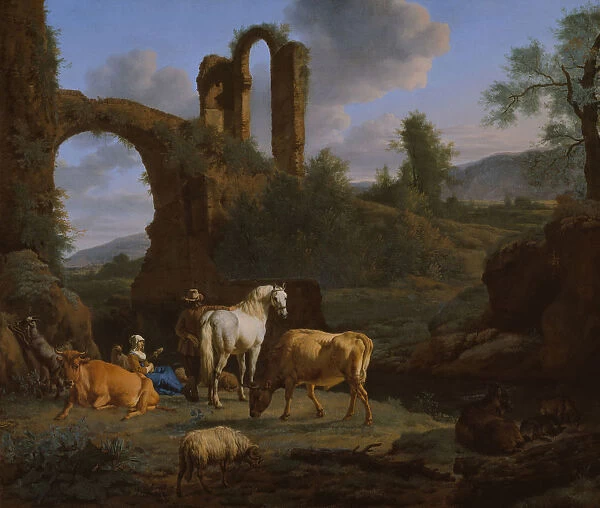 Pastoral Landscape Ruins 1664 Adriaen van de Velde