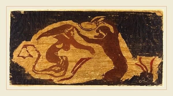 Paul Gauguin, The Mermaid and the Monkey, French, 1848-1903, color woodcut on china paper