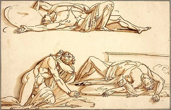 Philippe-Auguste Hennequin, French (1762-1833), Achilles and Patroclus, pen and brown ink