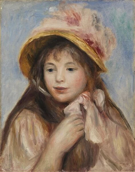 Pierre-Auguste Renoir Girl Pink Bonnet Jeune fille au chapeau rose