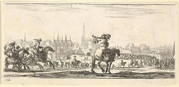 Plate 12 procession troops enter city horseman