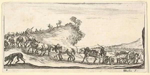 Plate 4 procession cannons horses riding uphill towards