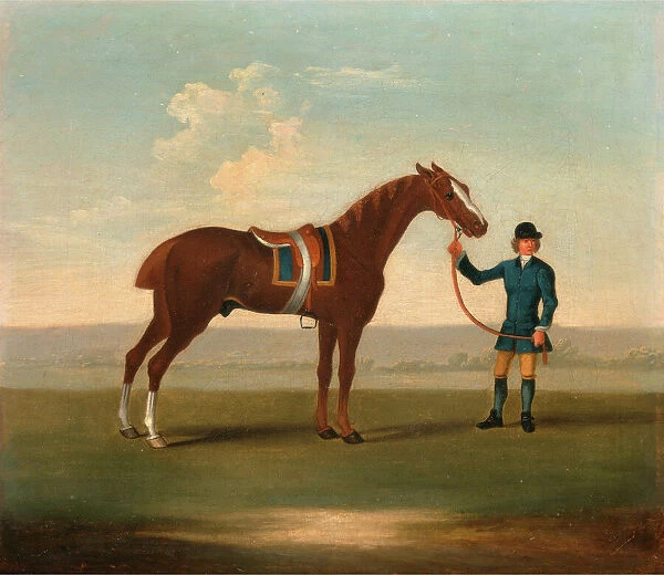 One of Four Portraits of Horses - a Chestnut Horse (? Old Partner) held by a Groom