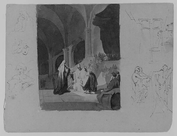 Presentation Scene Sketchbook 1810-20 Ink wash