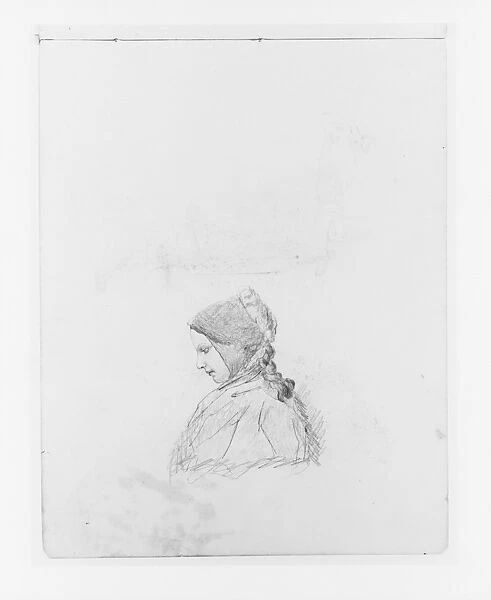 Profile Sketch Young Girl Sketchbook ca 1860