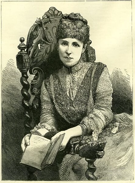 queen maria christina, spain, 1885, queen regent, vintage, old print, 19th century