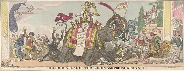Rehearsal Baron Elephant January 1 1812 Hand-colored etching