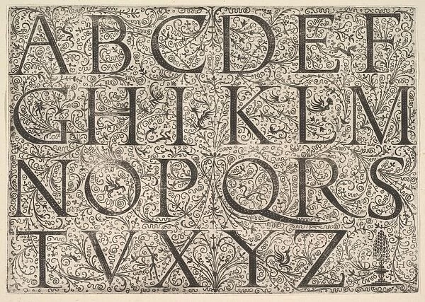 Roman Majuscule Alphabet ca 1520 Etching first state