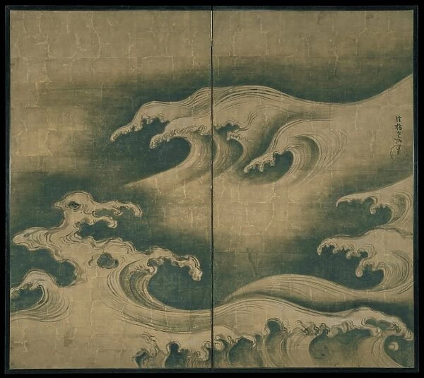 Rough Waves µ│óµ┐ñÕø│Õ▒ÅÚó¿ Edo period 1615-1868