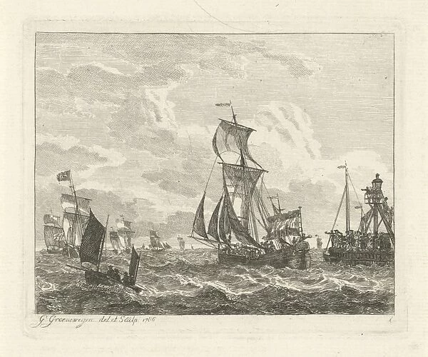 Sailing ships at sea, Gerrit Groenewegen, 1786