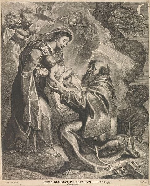 Saint Francis receives Christ child Marys arms