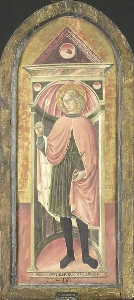 Saint Sebastian standing full-length stone niche