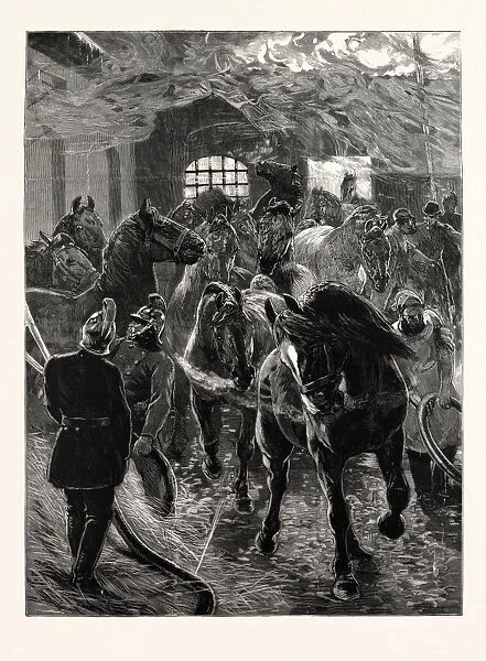 Saving the Horses, a Scene at the Fire at Southwark, London, Uk