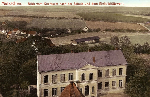 Schools Landkreis Leipzig Mutzschen 1910 Blick vom Kirchturm nach der Schule