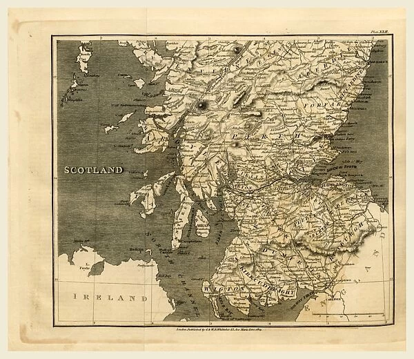Scotland, map 1824, A Topographical Dictionary of the United Kingdom, 19th century