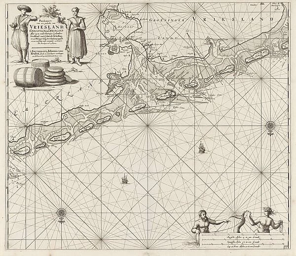 Sea chart of a large part of the Wadden, Jan Luyken, Johannes van Keulen (I), unknown