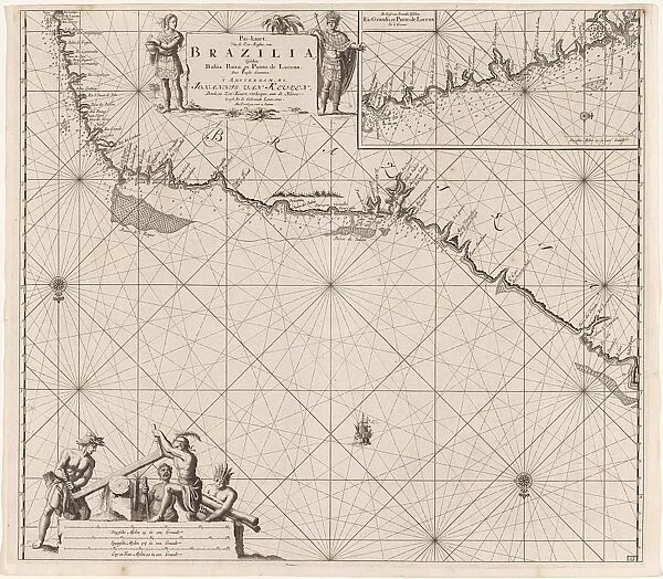 Sea chart of a portion of the northeast coast of Brazil, Jan Luyken, Johannes van Keulen