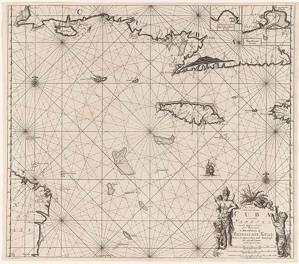 Sea chart of the south coast of Cuba and Jamaica, Jan Luyken, Claes Jansz Voogt