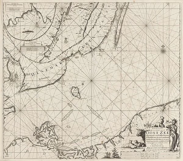 Sea chart of the southern part of the Baltic Sea, print maker: Jan Luyken, Johannes