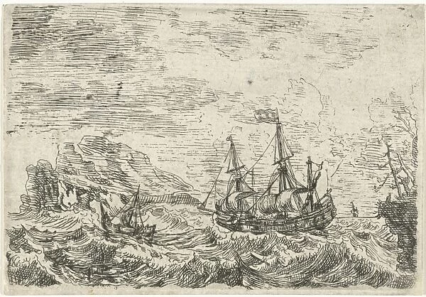 Ships on a stormy sea, Bonaventura Peeters (I), 1624 - 1652