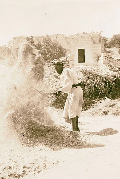 Showing man winnowing 1898 Middle East Israel