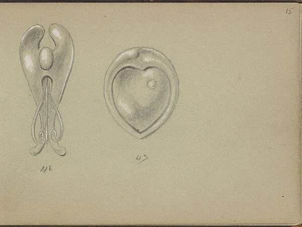 Two Silver Jewelry Designs 1899 Graphite gouache