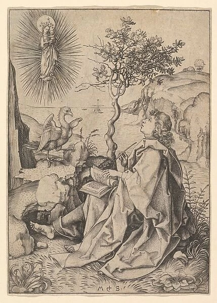 St John Evangelist Patmos Engraving Prints Martin Schongauer