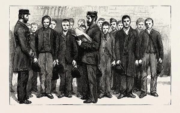 Stokers for the British Navy, are you Willing to Serve for Twelve Years ?, Engraving 1890