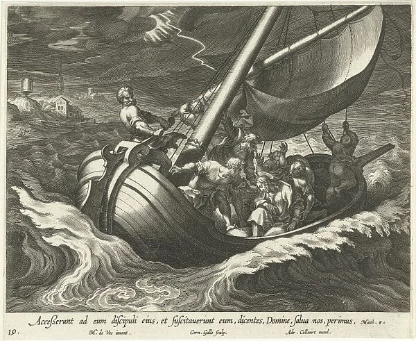 Storm on the Sea of Galilee, Cornelis Galle (I), Adriaen Collaert, 1598 - 1618