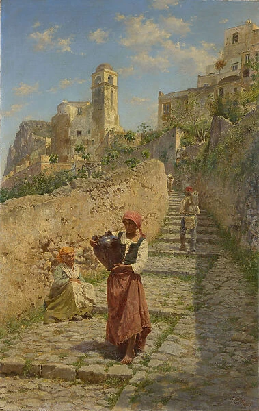 Street Capri 1884 oil canvas 64 x 40. 5 cm signed