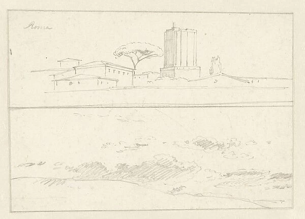 Two studies sheet view Rome Torre delle Milizie
