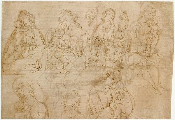 Studies of the Virgin and Child (recto), Virgin and Child Enthr