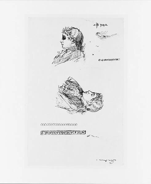 Study Bust Portrait Young Man Sketchbook ca 1860