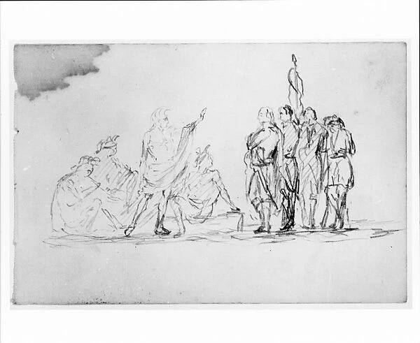 Study Treaty Native Americans Sketchbook ca 1860